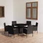 vidaXL 7-tlg. Garten-Essgruppe Poly Rattan Schwarz vidaXL 7-tlg. Garten-Essgruppe Poly Rattan Schwarz