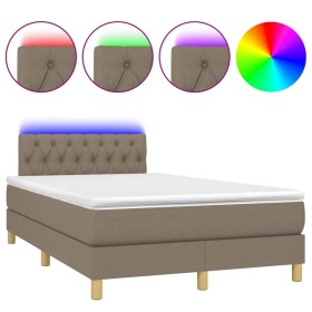 vidaXL Boxspringbett mit Matratze & LED Taupe 120x190 cm Stoff