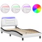 vidaXL Bettgestell mit LED Weiß und Schwarz 90x200 cm Kunstleder vidaXL Bettgestell mit LED Weiß und Schwarz 90x200 cm Kunstleder