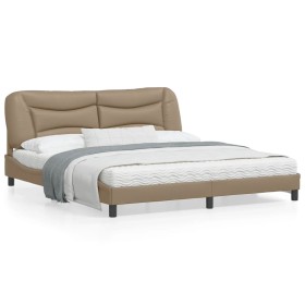 vidaXL Bettgestell mit LED Cappuccino-Braun 180x200 cm Kunstleder