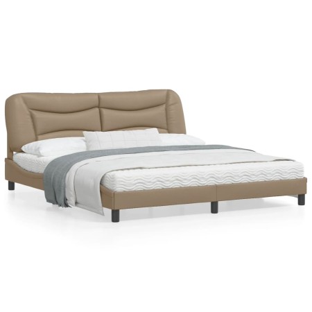 vidaXL Bettgestell mit LED Cappuccino-Braun 180x200 cm Kunstleder