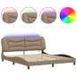 vidaXL Bettgestell mit LED Cappuccino-Braun 180x200 cm Kunstleder vidaXL Bettgestell mit LED Cappuccino-Braun 180x200 cm Kunstleder