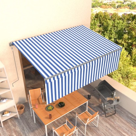 Gelenkarmmarkise Automatisch mit Jalousie 4,5x3 m Blau und Weiß