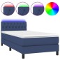 vidaXL Boxspringbett mit Matratze & LED Blau 100x200 cm Stoff vidaXL Boxspringbett mit Matratze & LED Blau 100x200 cm Stoff