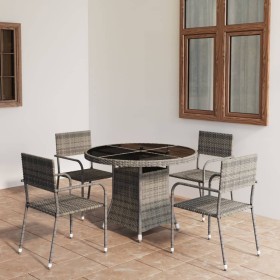vidaXL 5-tlg. Garten-Essgruppe Poly Rattan Anthrazit und Grau