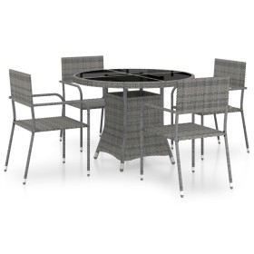 vidaXL 5-tlg. Garten-Essgruppe Poly Rattan Anthrazit und Grau