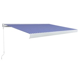 vidaXL Manuelle Kassetten-Markise 300x250 cm Blau und Weiß