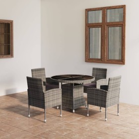 vidaXL 5-tlg. Garten-Essgruppe Poly Rattan Anthrazit und Grau