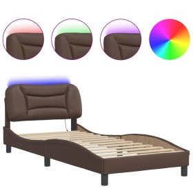 vidaXL Bettgestell mit LED Braun 80x200 cm Kunstleder