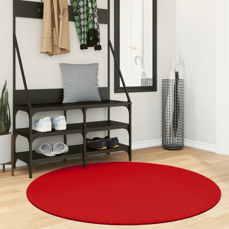 vidaXL Teppich OVIEDO Kurzflor Rot Ø 120 cm vidaXL Teppich OVIEDO Kurzflor Rot Ø 120 cm
