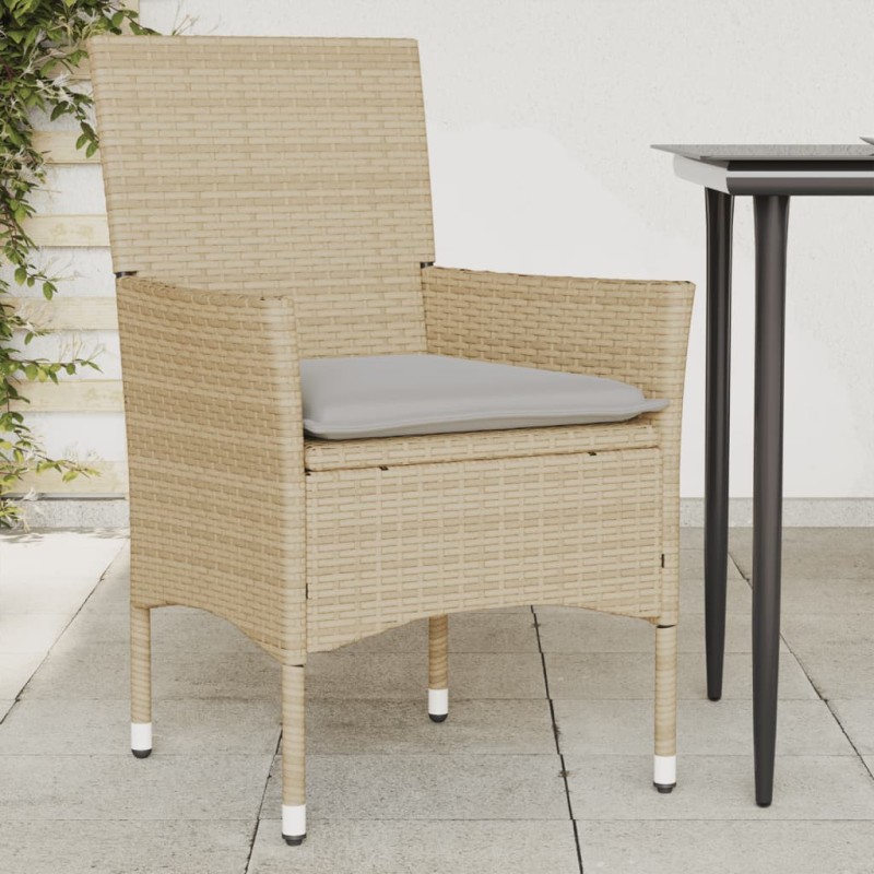 vidaXL Gartenstühle mit Kissen 2 Stk. Beige Poly Rattan vidaXL Gartenstühle mit Kissen 2 Stk. Beige Poly Rattan