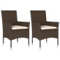 vidaXL Gartenstühle mit Kissen 2 Stk. Braun Poly Rattan vidaXL Gartenstühle mit Kissen 2 Stk. Braun Poly Rattan