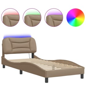 vidaXL Bettgestell mit LED Cappuccino-Braun 80x200 cm Kunstleder