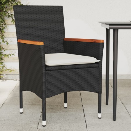vidaXL Gartenstühle mit Kissen 2 Stk. Schwarz Poly Rattan