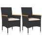 vidaXL Gartenstühle mit Kissen 2 Stk. Schwarz Poly Rattan vidaXL Gartenstühle mit Kissen 2 Stk. Schwarz Poly Rattan