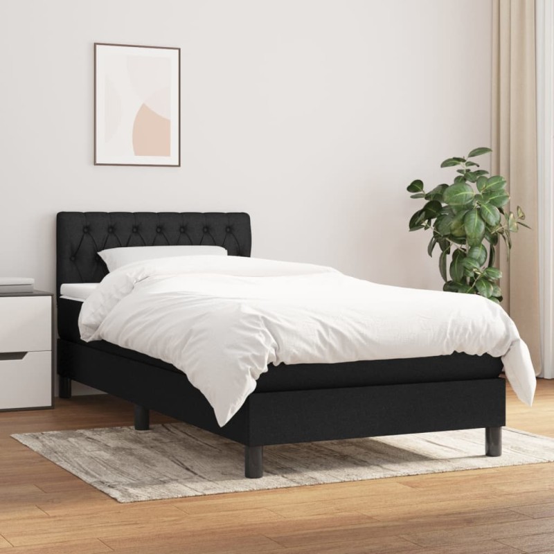vidaXL Boxspringbett mit Matratze Schwarz 100x200 cm Stoff vidaXL Boxspringbett mit Matratze Schwarz 100x200 cm Stoff