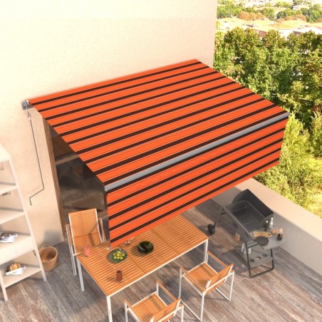vidaXL Markise Automatisch Einziehbar mit Volant 4x3m Orange und Braun  