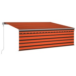 vidaXL Markise Automatisch Einziehbar mit Volant 4x3m Orange und Braun  