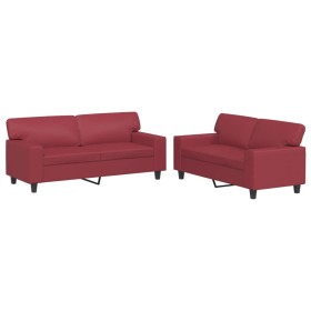 vidaXL 2-tlg. Sofagarnitur Weinrot Kunstleder