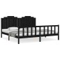 vidaXL Massivholzbett mit Kopfteil Schwarz 200x200 cm vidaXL Massivholzbett mit Kopfteil Schwarz 200x200 cm