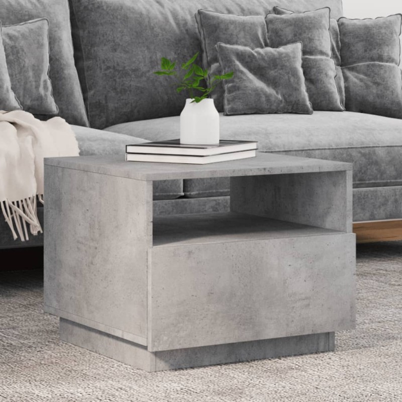 vidaXL Couchtisch mit LED-Leuchten Betongrau 50x49x40 cm vidaXL Couchtisch mit LED-Leuchten Betongrau 50x49x40 cm