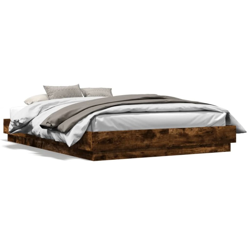 vidaXL Bettgestell Räuchereiche 140x200 cm Holzwerkstoff vidaXL Bettgestell Räuchereiche 140x200 cm Holzwerkstoff
