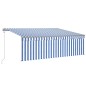 Automatische Markise mit Jalousie LED Windsensor 4x3m Blau Weiß Automatische Markise mit Jalousie LED Windsensor 4x3m Blau Weiß