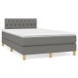 vidaXL Boxspringbett mit Matratze & LED Dunkelgrau 120x190 cm Stoff vidaXL Boxspringbett mit Matratze & LED Dunkelgrau 120x190 cm Stoff