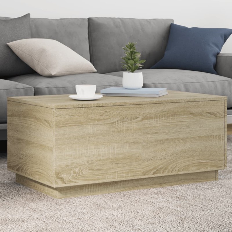 vidaXL Couchtisch mit LED-Leuchten Sonoma-Eiche 90x50x40 cm vidaXL Couchtisch mit LED-Leuchten Sonoma-Eiche 90x50x40 cm