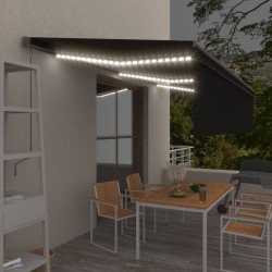 Automatische Markise mit Volant LED & Windsensor 6x3m Anthrazit