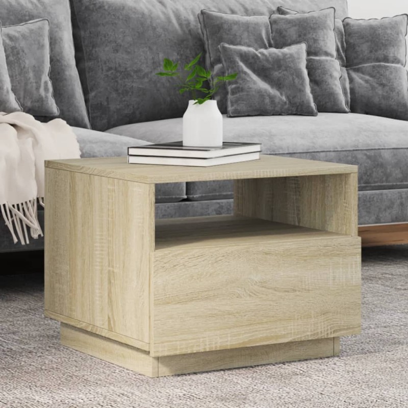 vidaXL Couchtisch mit LED-Leuchten Sonoma-Eiche 50x49x40 cm vidaXL Couchtisch mit LED-Leuchten Sonoma-Eiche 50x49x40 cm