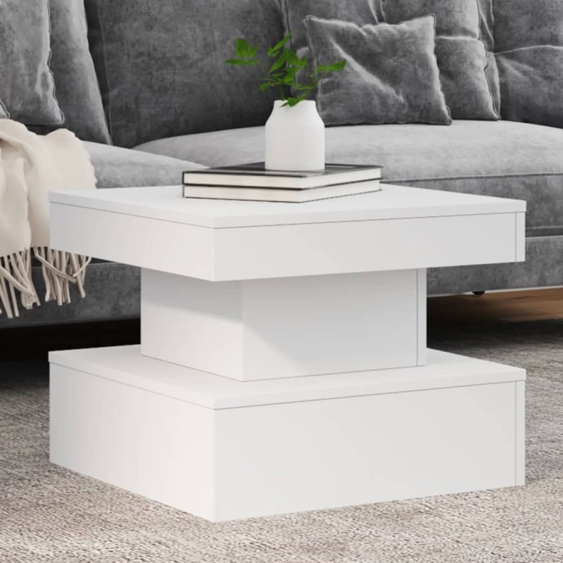 vidaXL Couchtisch mit LED-Leuchten Weiß 50x50x40 cm vidaXL Couchtisch mit LED-Leuchten Weiß 50x50x40 cm