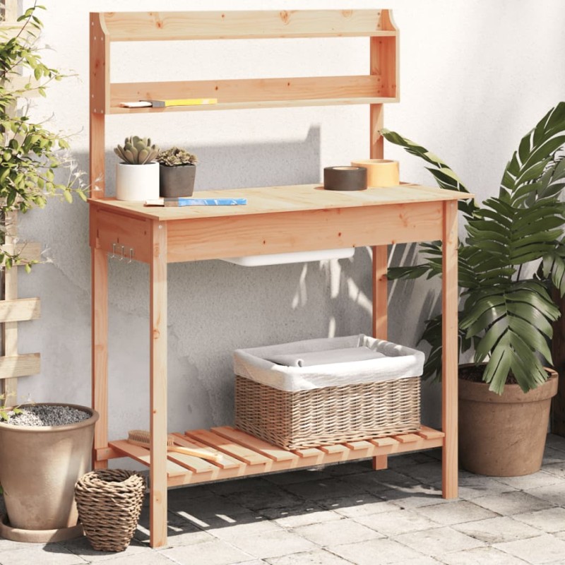vidaXL Pflanztisch mit Waschbecken 147,5x44x139,5 cm Massivholz Tanne vidaXL Pflanztisch mit Waschbecken 147,5x44x139,5 cm Massivholz Tanne