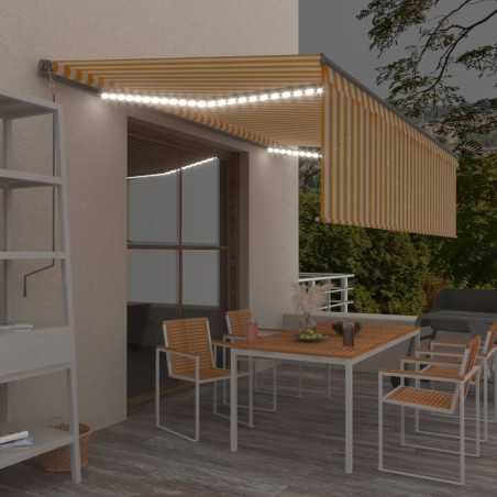 Automatische Markise mit Jalousie LED Windsensor 5x3m Gelb Weiß