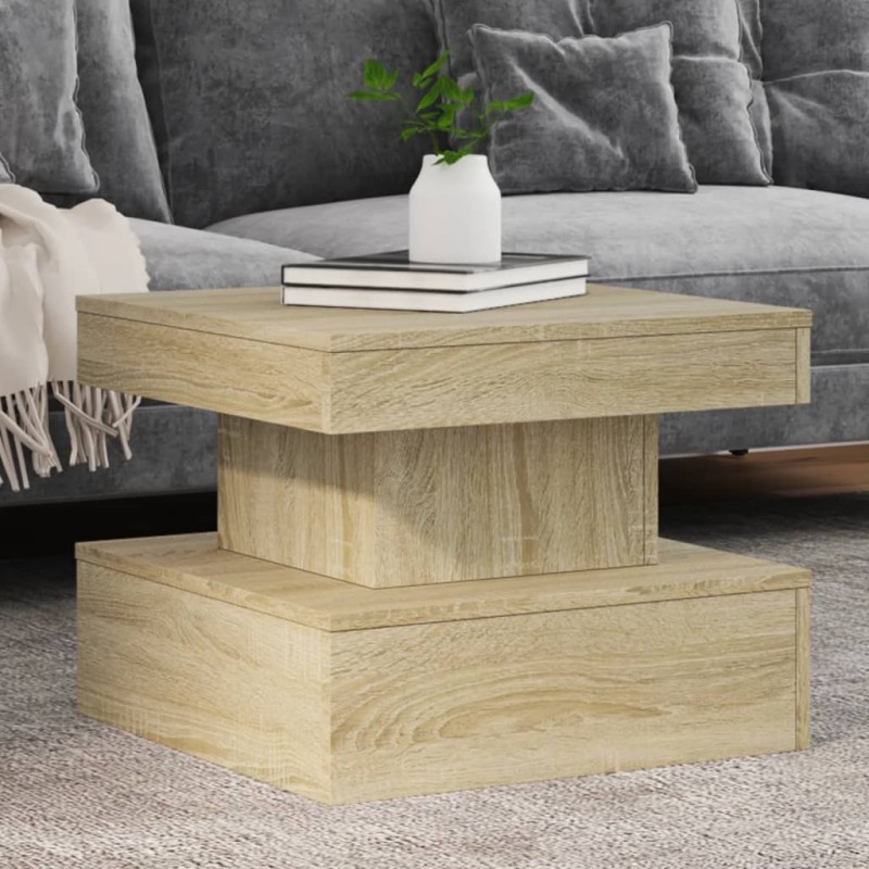 vidaXL Couchtisch mit LED-Leuchten Sonoma-Eiche 50x50x40 cm vidaXL Couchtisch mit LED-Leuchten Sonoma-Eiche 50x50x40 cm