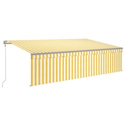 Automatische Markise mit Jalousie LED Windsensor 5x3m Gelb Weiß