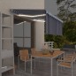 vidaXL Markise Manuell Einziehbar mit Rollo LED 3x2,5 m Blau & Weiß vidaXL Markise Manuell Einziehbar mit Rollo LED 3x2,5 m Blau & Weiß