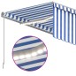 vidaXL Markise Manuell Einziehbar mit Rollo LED 3x2,5 m Blau & Weiß vidaXL Markise Manuell Einziehbar mit Rollo LED 3x2,5 m Blau & Weiß