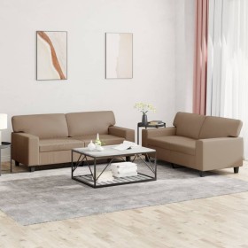 vidaXL 2-tlg. Sofagarnitur Cappuccino-Braun Kunstleder