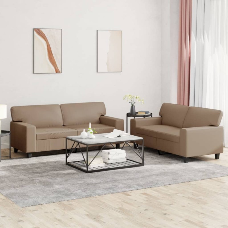 vidaXL 2-tlg. Sofagarnitur Cappuccino-Braun Kunstleder vidaXL 2-tlg. Sofagarnitur Cappuccino-Braun Kunstleder