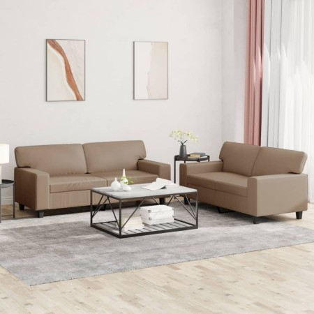 vidaXL 2-tlg. Sofagarnitur Cappuccino-Braun Kunstleder