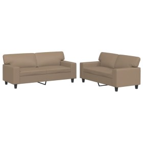 vidaXL 2-tlg. Sofagarnitur Cappuccino-Braun Kunstleder