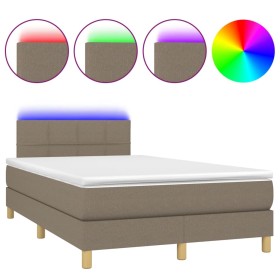 vidaXL Boxspringbett mit Matratze & LED Taupe 120x190 cm Stoff