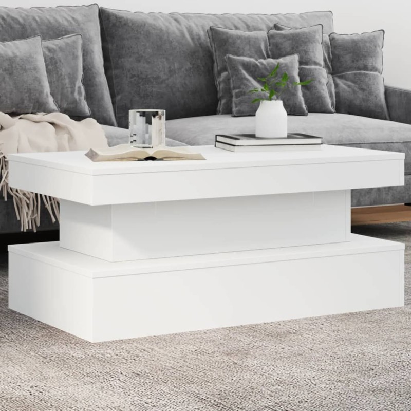 vidaXL Couchtisch mit LED-Leuchten Weiß 90x50x40 cm vidaXL Couchtisch mit LED-Leuchten Weiß 90x50x40 cm