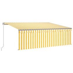 Gelenkarmmarkise Einziehbar mit Jalousie LED 4,5x3m Gelb & Weiß