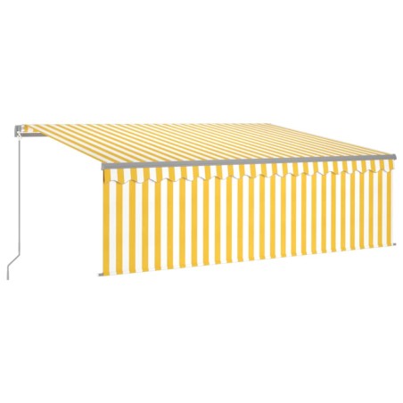 Gelenkarmmarkise Einziehbar mit Jalousie LED 4,5x3m Gelb & Weiß