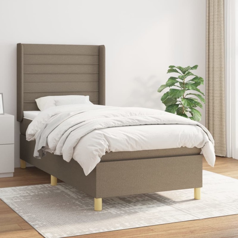 vidaXL Boxspringbett mit Matratze Taupe 80x200 cm Stoff vidaXL Boxspringbett mit Matratze Taupe 80x200 cm Stoff