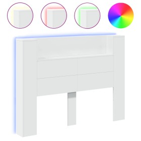 vidaXL LED-Kopfteil mit Ablagen Weiß 140x16,5x103,5 cm