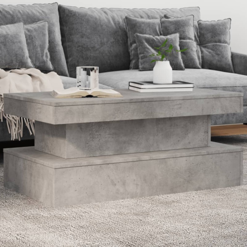 vidaXL Couchtisch mit LED-Leuchten Betongrau 90x50x40 cm vidaXL Couchtisch mit LED-Leuchten Betongrau 90x50x40 cm
