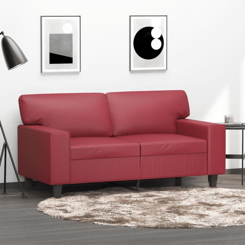 vidaXL 2-Sitzer-Sofa Weinrot 120 cm Kunstleder vidaXL 2-Sitzer-Sofa Weinrot 120 cm Kunstleder
